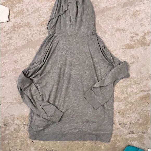 womens gray long sleeve lightweight hoodie - Picture 3 of 4